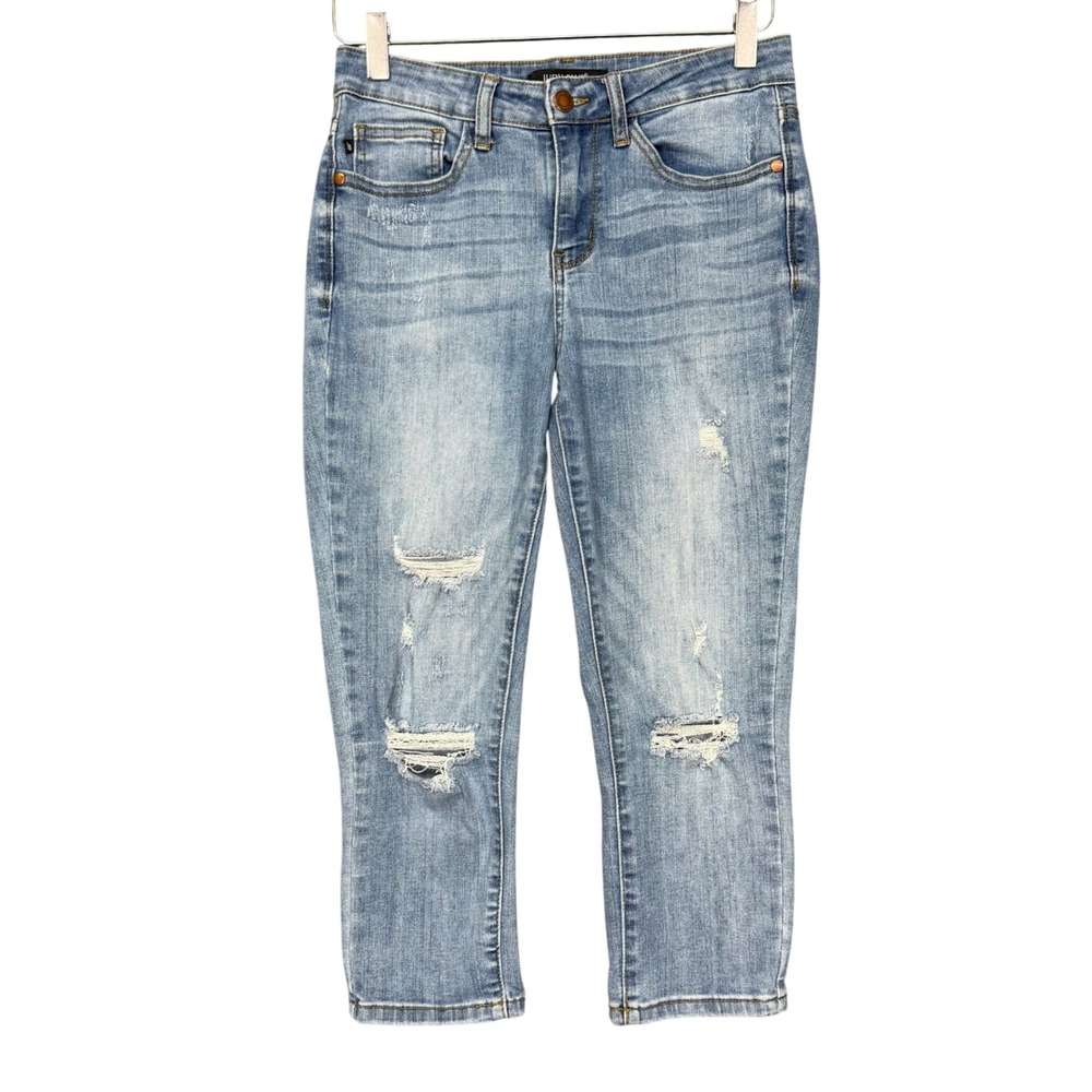 Judy Blue Light Wash Distressed Ankle Jeans